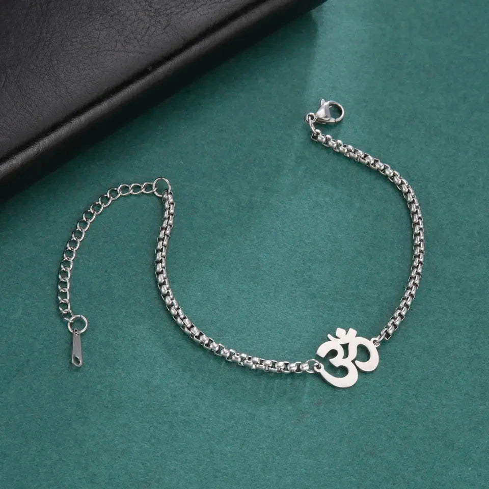 Auspicious "OM" Silver Bracelet - Salty Accessories