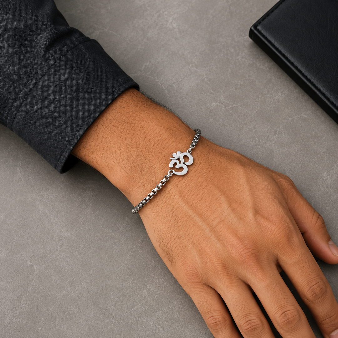 Auspicious "OM" Silver Bracelet