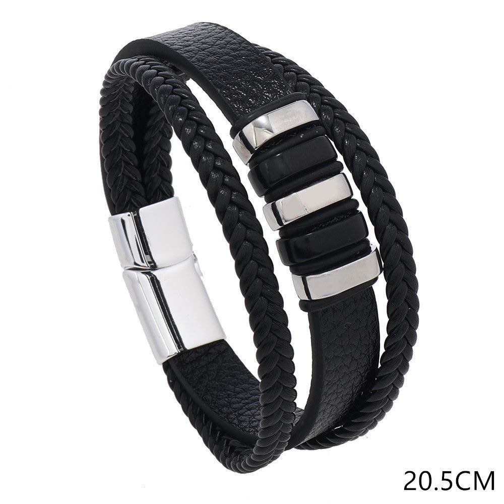 Urban Nomad Leather Band - Silver Black - Salty Accessories