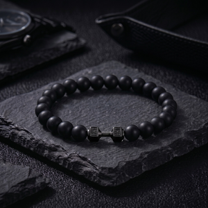 Strength Beaded Stone Band - Black