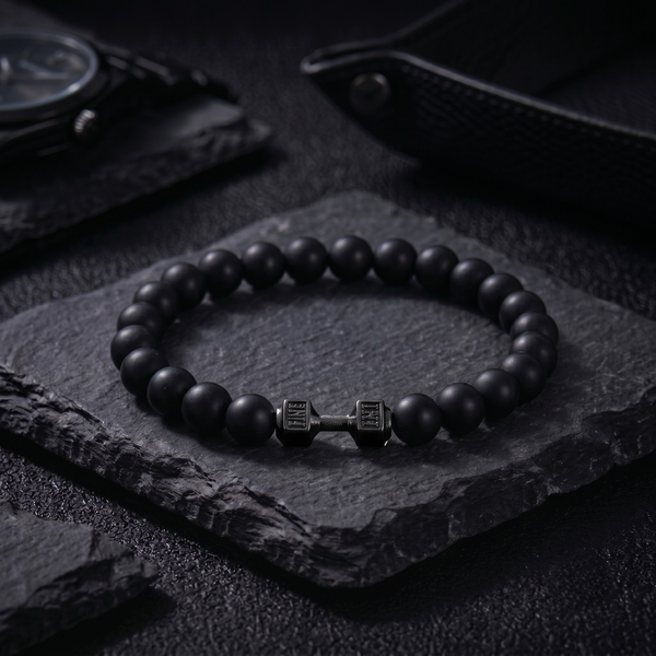 Strength Beaded Stone Band - Black