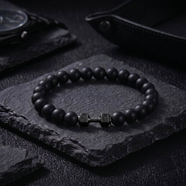 Strength Beaded Stone Band - Black