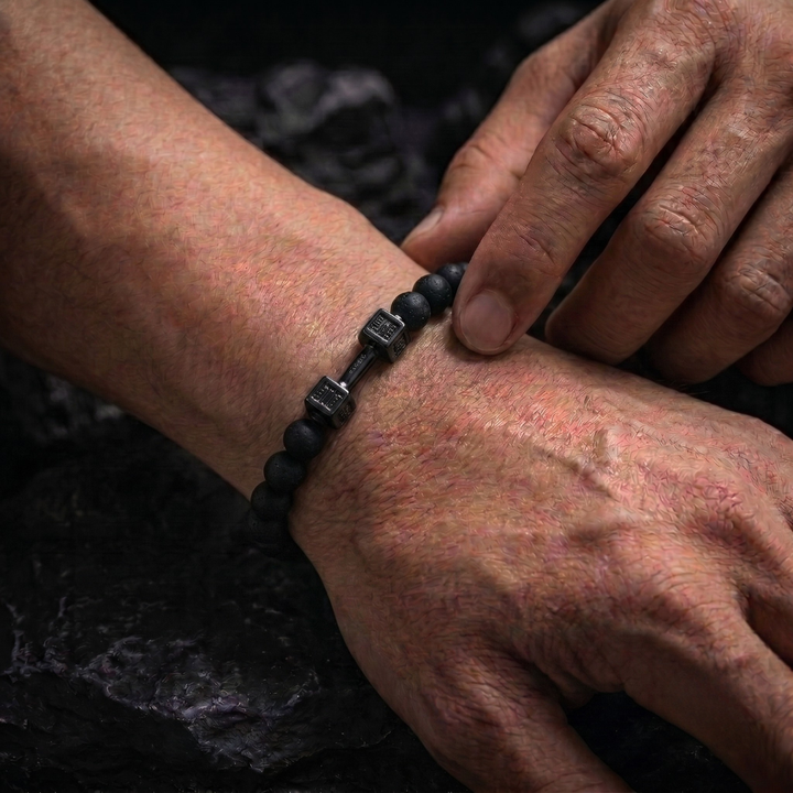 Strength Beaded Stone Band - Black