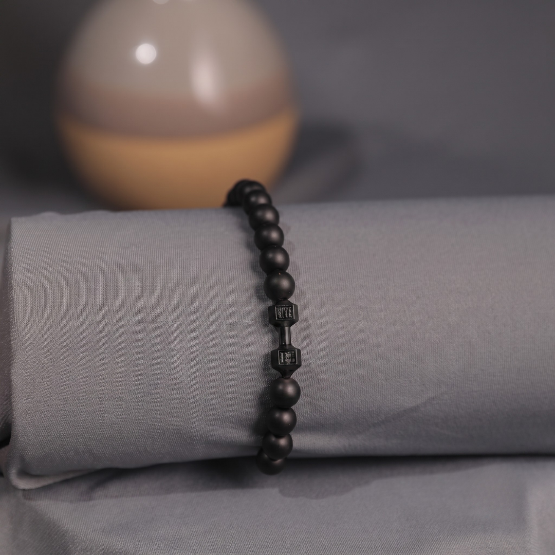 Strength Beaded Stone Band - Black