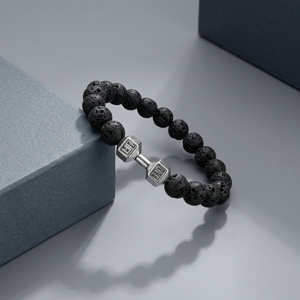 Strength Beaded Stone Band - Silver