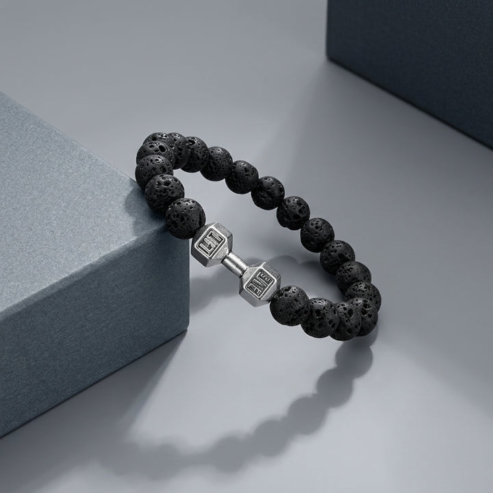 Strength Beaded Stone Band - Silver