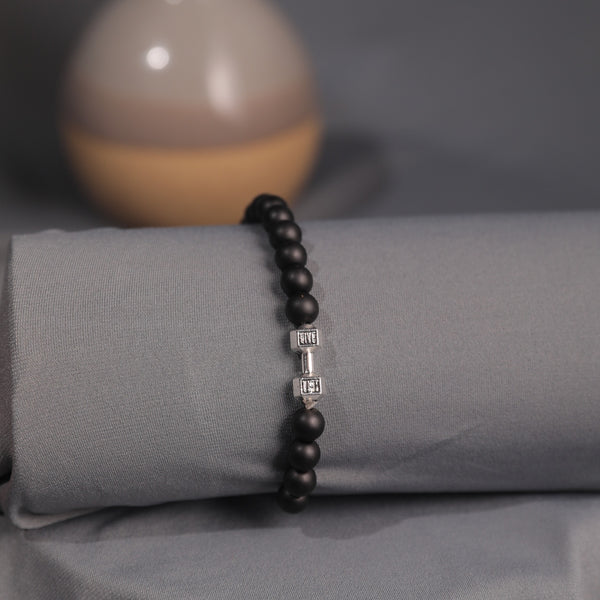 Strength Beaded Stone Band - Silver