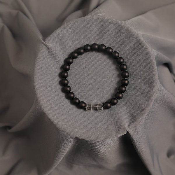 Strength Beaded Stone Band - Silver