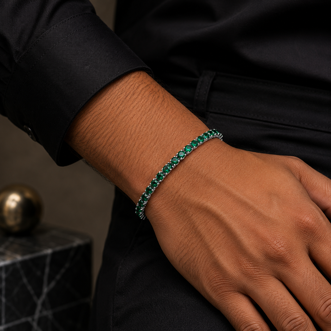 Radiance Tennis Bracelet - Silver-Green