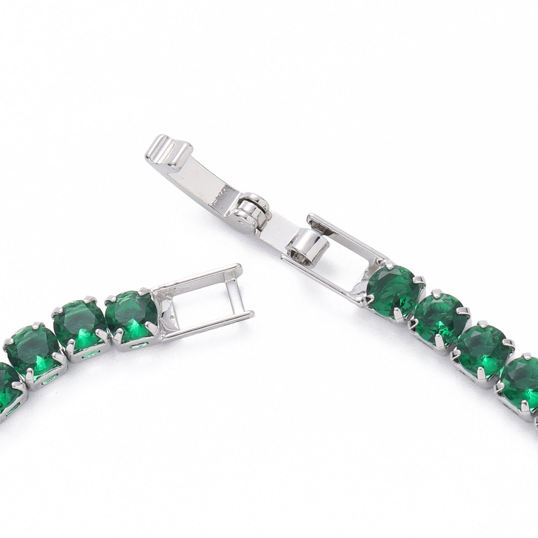 Radiance Tennis Bracelet - Silver-Green