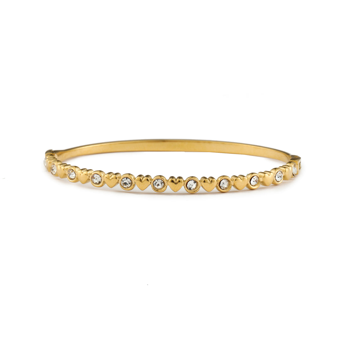 Hearts & Zircons Tennis Bracelet - Gold