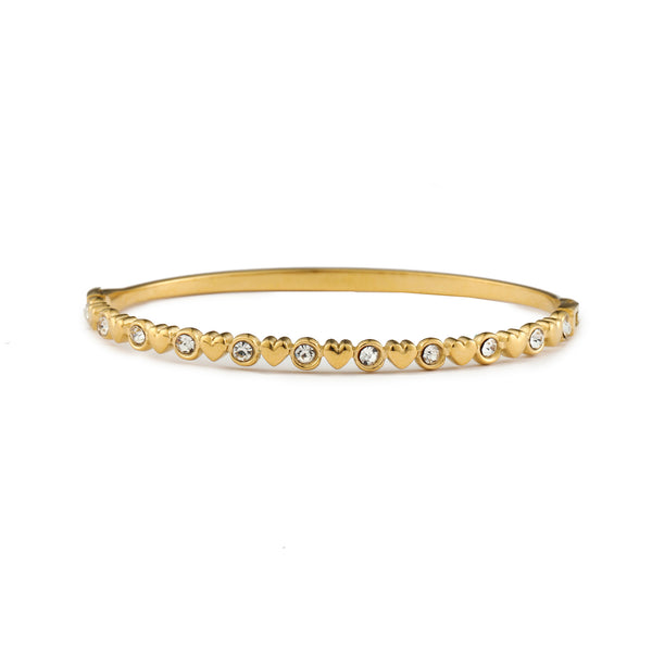 Hearts & Zircons Tennis Bracelet - Gold