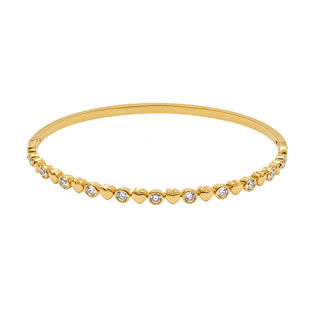 Hearts & Zircons Tennis Bracelet - Gold