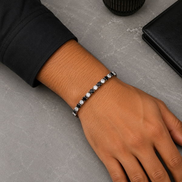 Two Tone Radiance Tennis Bracelet - Silver-Black
