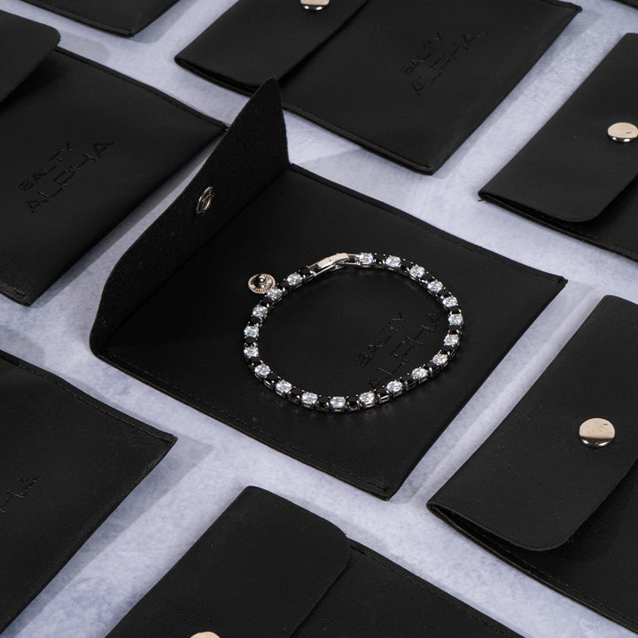 Two Tone Radiance Tennis Bracelet - Silver-Black