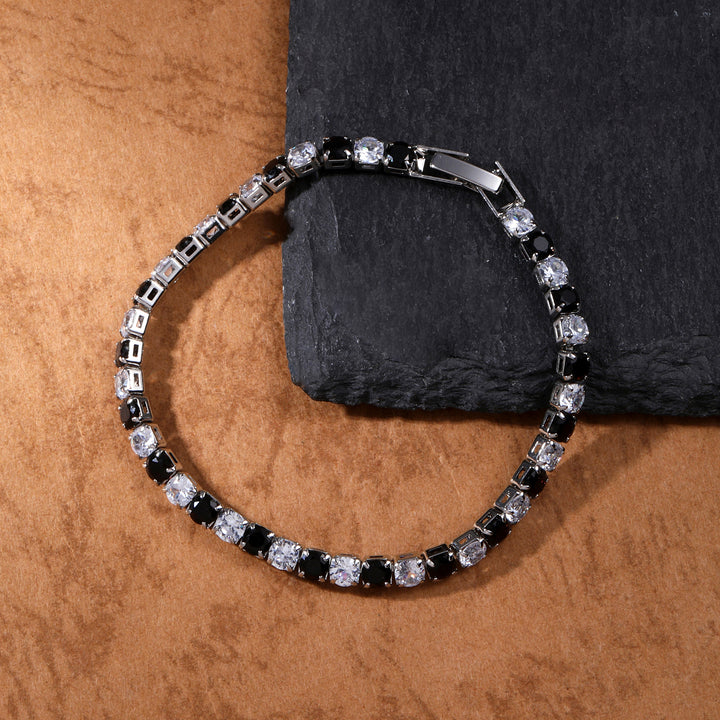 Two Tone Radiance Tennis Bracelet - Silver-Black