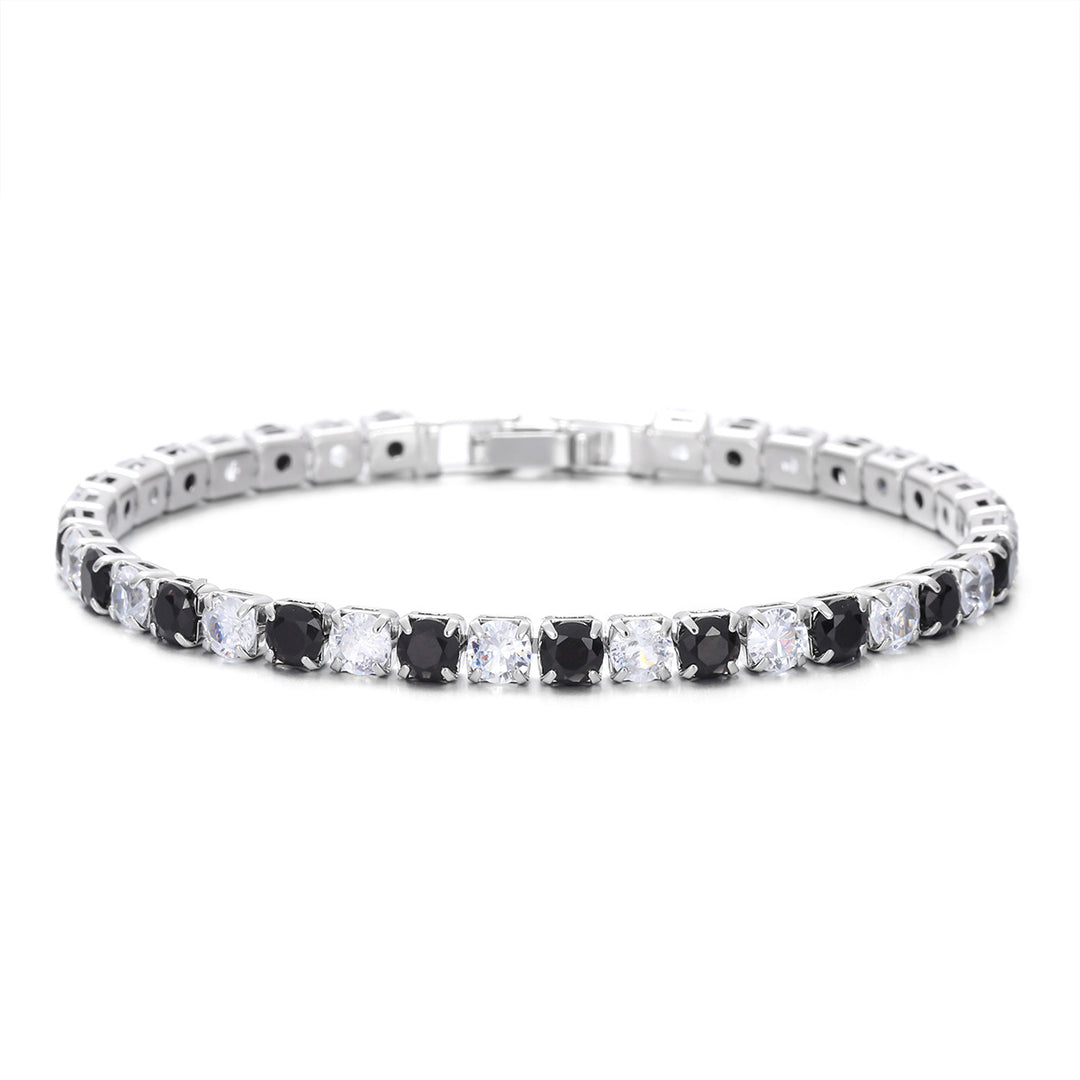 Two Tone Radiance Tennis Bracelet - Silver-Black
