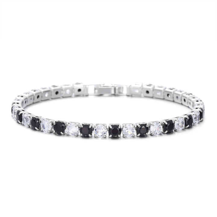 Two Tone Radiance Tennis Bracelet - Silver-Black