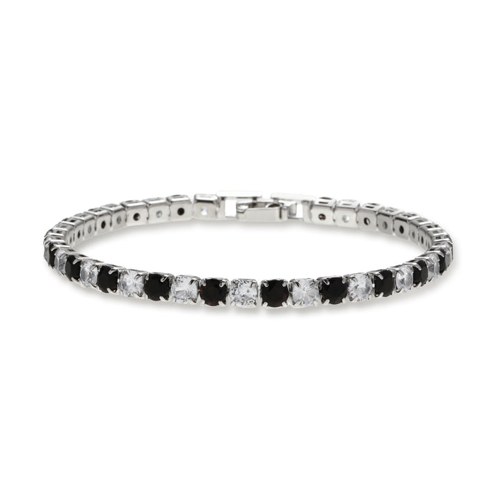 Two Tone Radiance Tennis Bracelet - Silver-Black