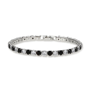 Two Tone Radiance Tennis Bracelet - Silver-Black