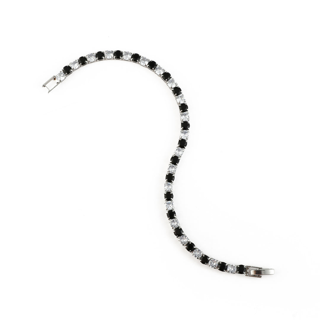 Two Tone Radiance Tennis Bracelet - Silver-Black