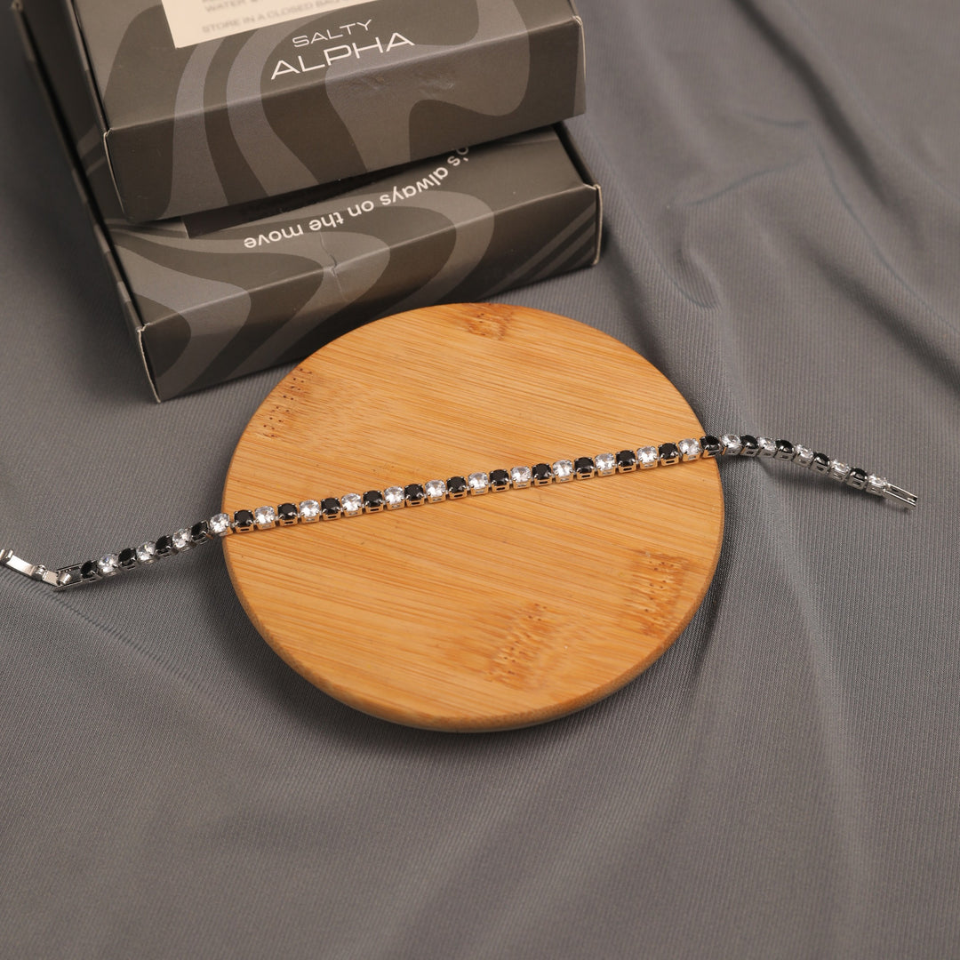 Two Tone Radiance Tennis Bracelet - Silver-Black - Salty Accessories