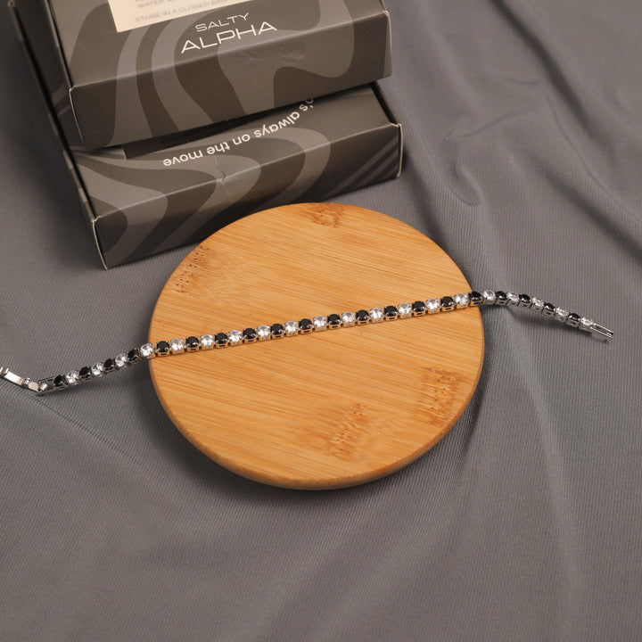 Two Tone Radiance Tennis Bracelet - Silver-Black - Salty Accessories