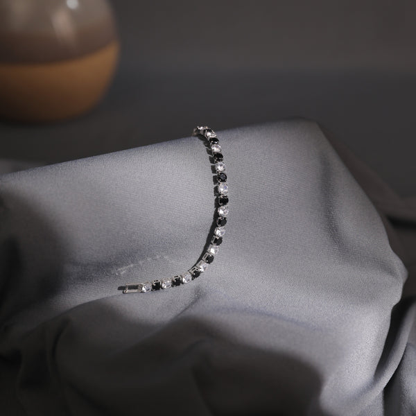 Two Tone Radiance Tennis Bracelet - Silver-Black