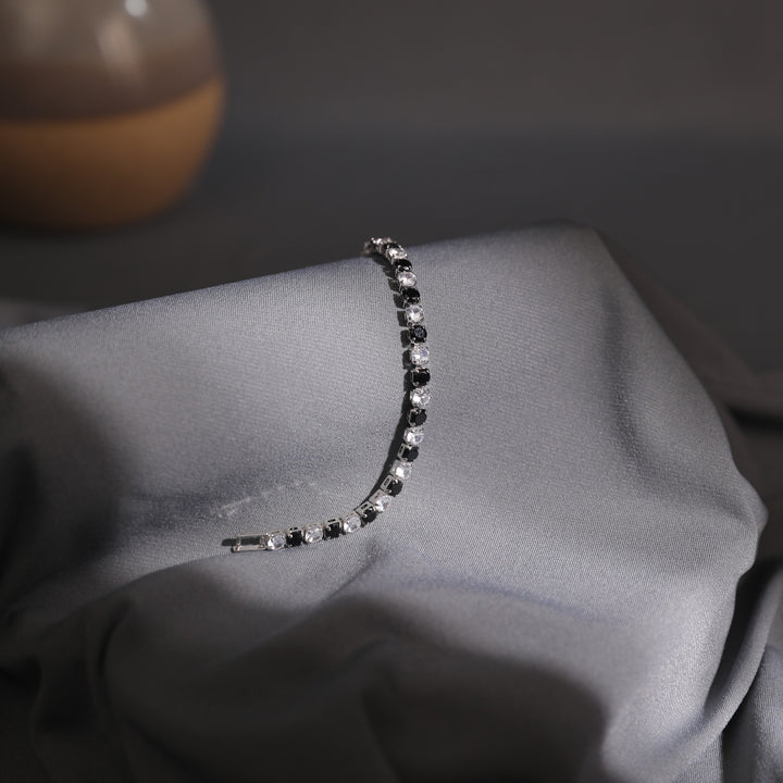 Two Tone Radiance Tennis Bracelet - Silver-Black - Salty Accessories