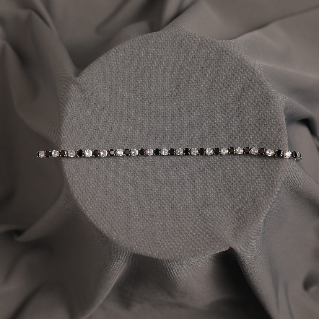 Two Tone Radiance Tennis Bracelet - Silver-Black - Salty Accessories