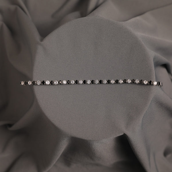 Two Tone Radiance Tennis Bracelet - Silver-Black