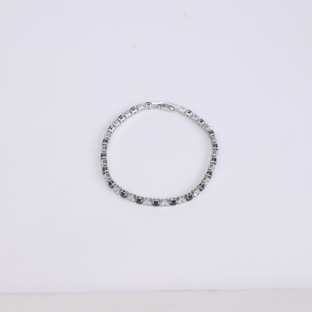 Two Tone Radiance Tennis Bracelet - Silver-Black - Salty Accessories