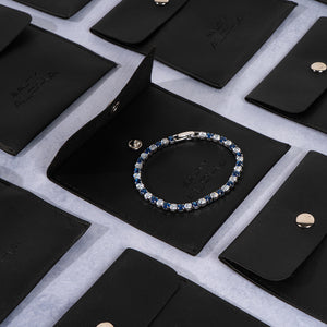 Two Tone Radiance Tennis Bracelet - Silver-Blue