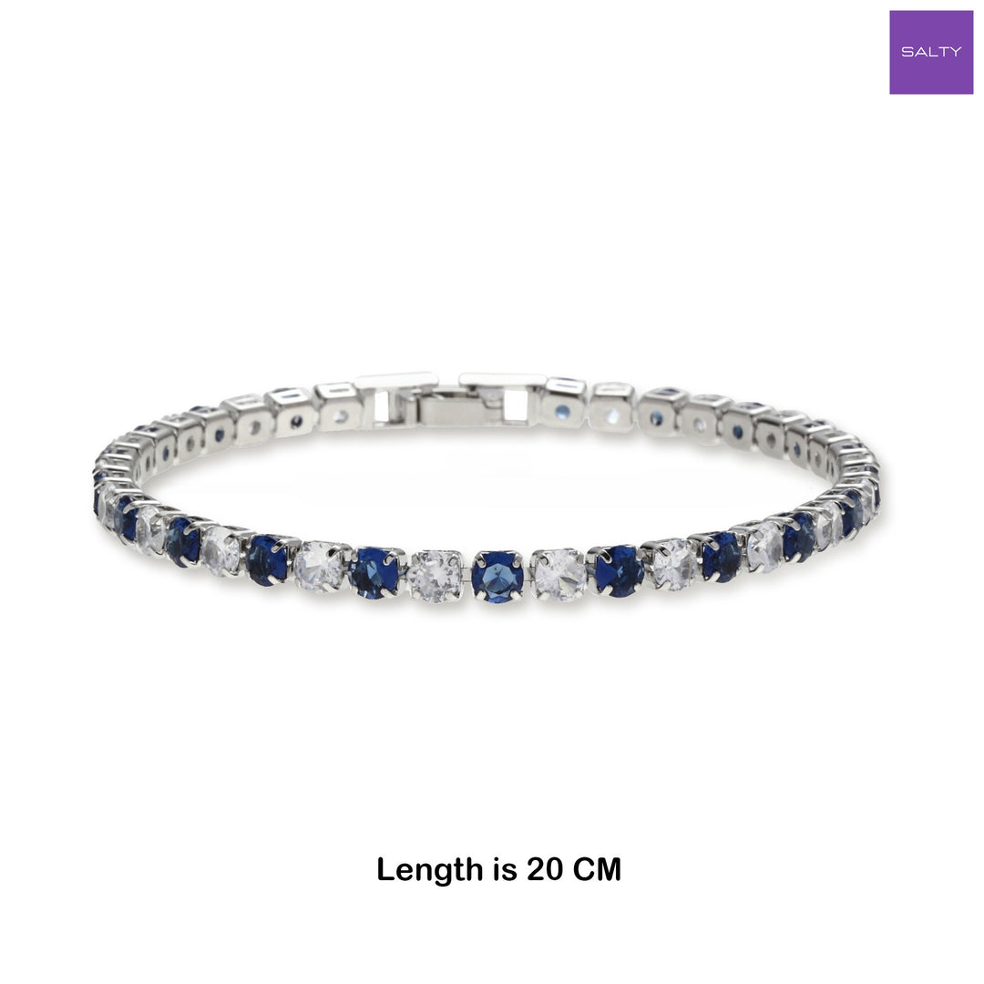 Two Tone Radiance Tennis Bracelet - Silver-Blue
