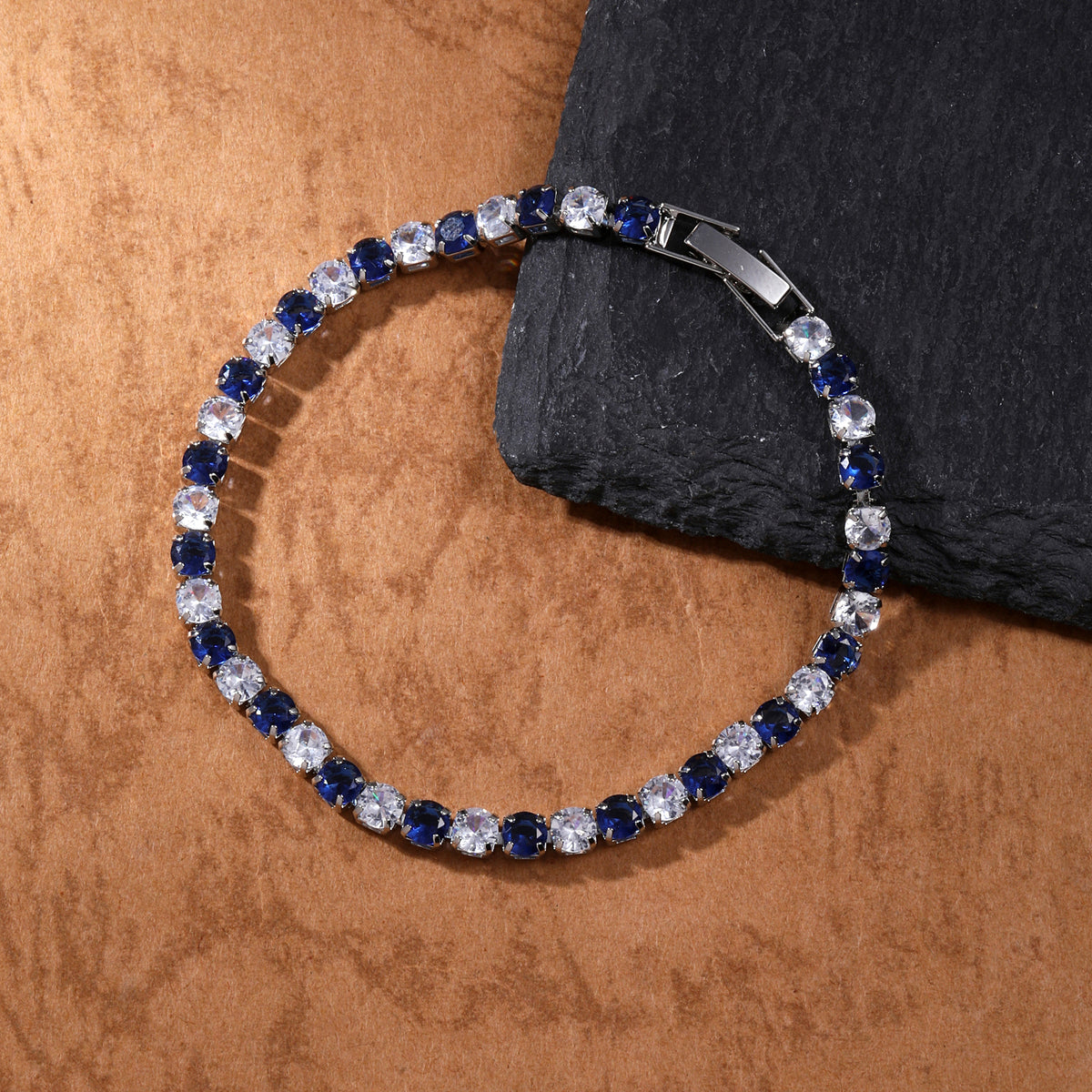 Default Two Tone Radiance Tennis Bracelet - Silver-Blue