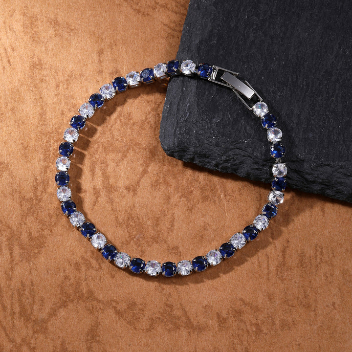 Two Tone Radiance Tennis Bracelet - Silver-Blue