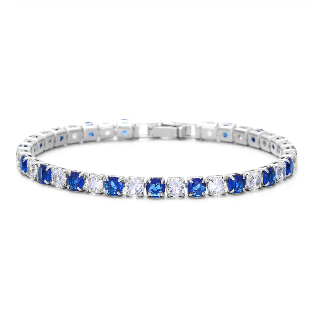 Two Tone Radiance Tennis Bracelet - Silver-Blue