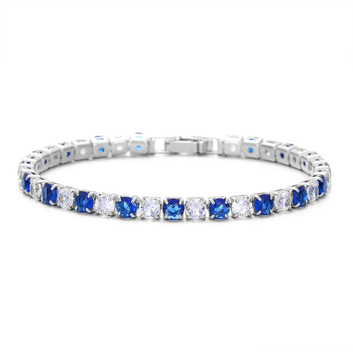 Two Tone Radiance Tennis Bracelet - Silver-Blue