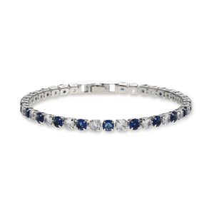 Two Tone Radiance Tennis Bracelet - Silver-Blue - Salty Accessories