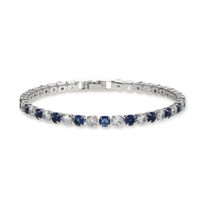 Two Tone Radiance Tennis Bracelet - Silver-Blue