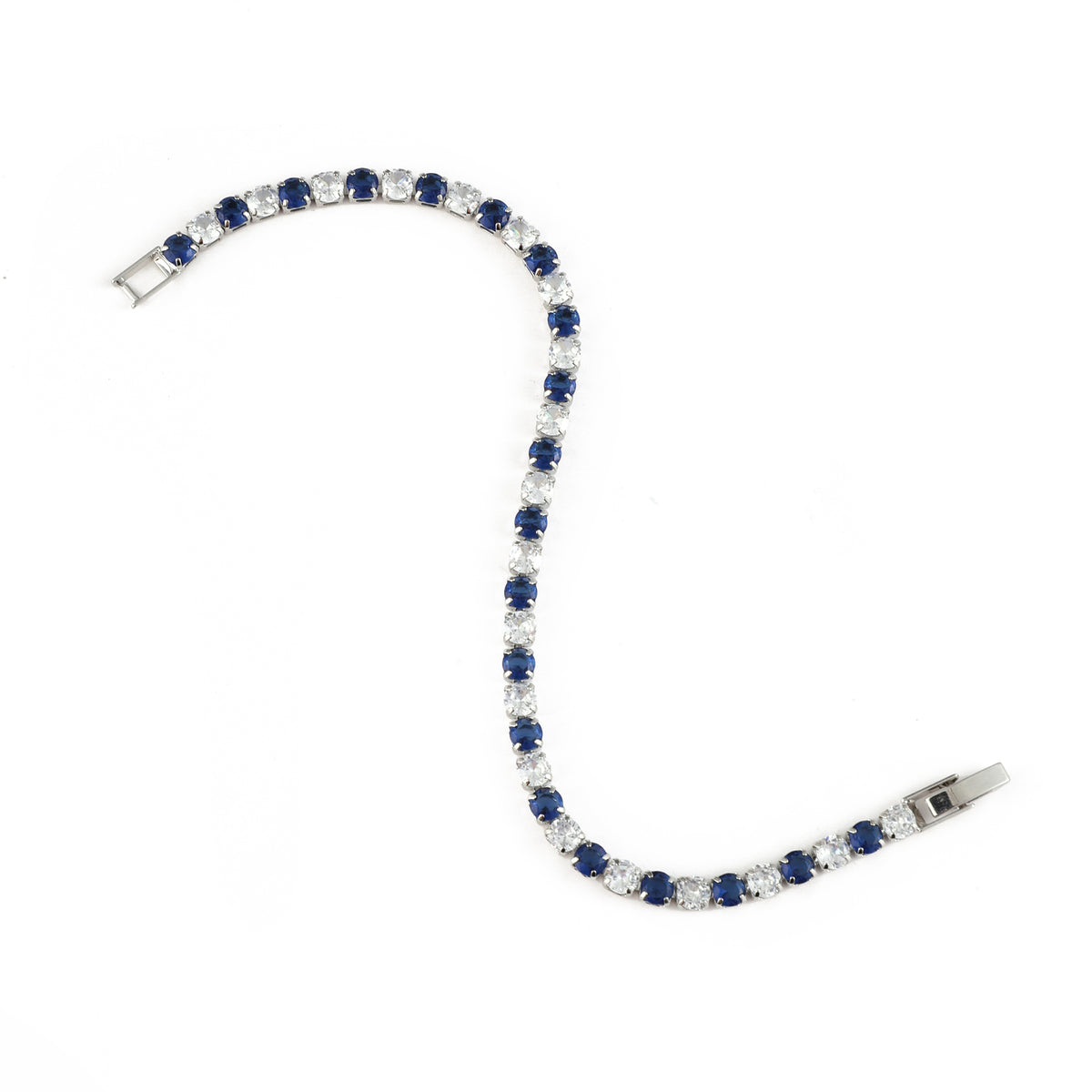 Default Two Tone Radiance Tennis Bracelet - Silver-Blue - Image 3