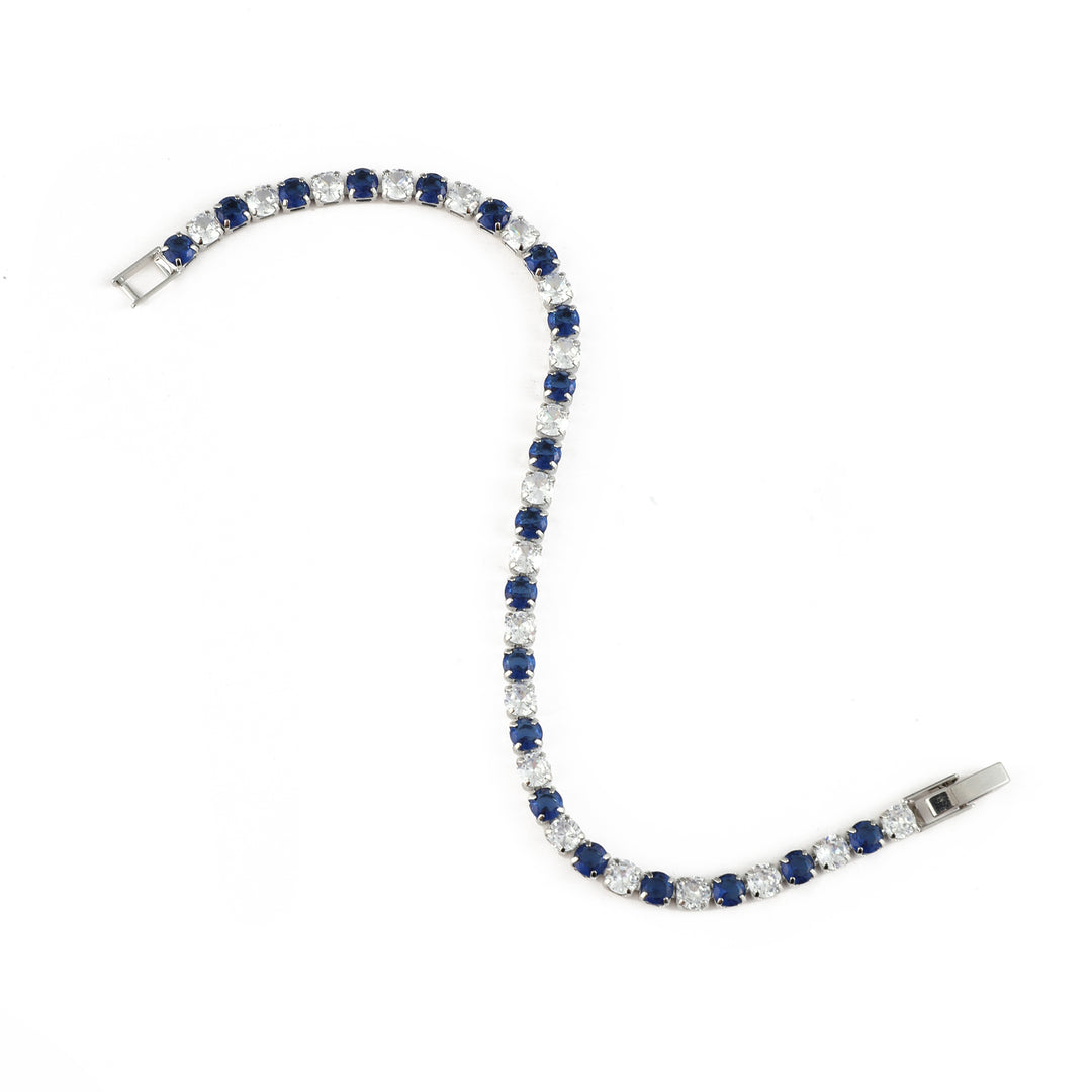 Two Tone Radiance Tennis Bracelet - Silver-Blue