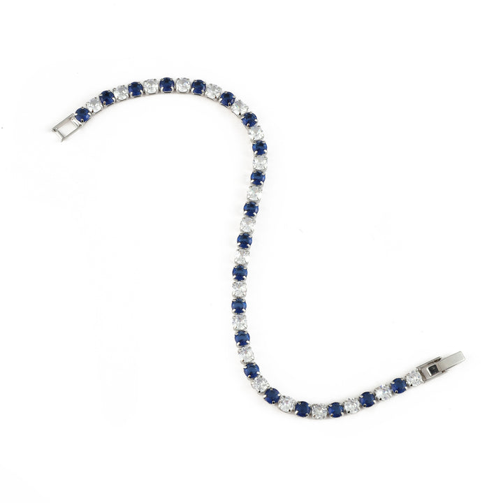 Two Tone Radiance Tennis Bracelet - Silver-Blue