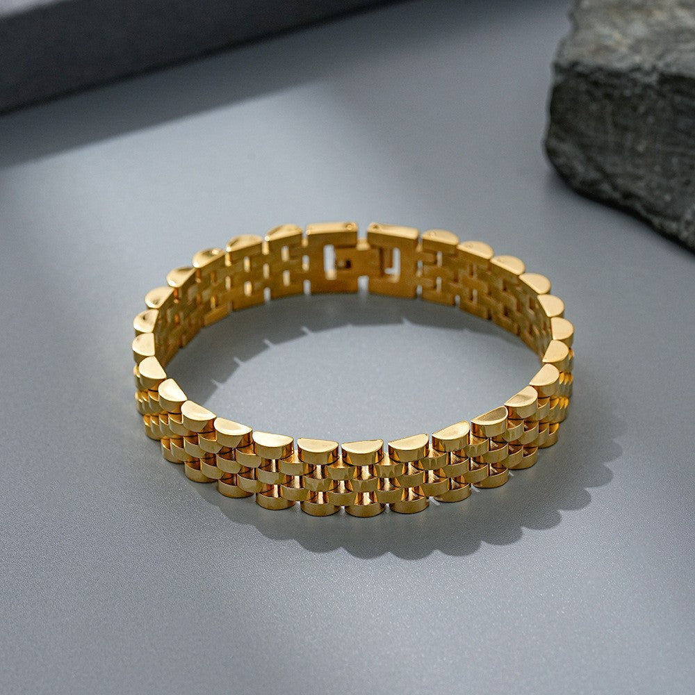 Rolex-Style Chain Bracelet - Gold | Salty – Salty Accessories