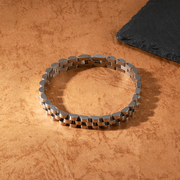 Rolex-Style Chain Bracelet - Silver