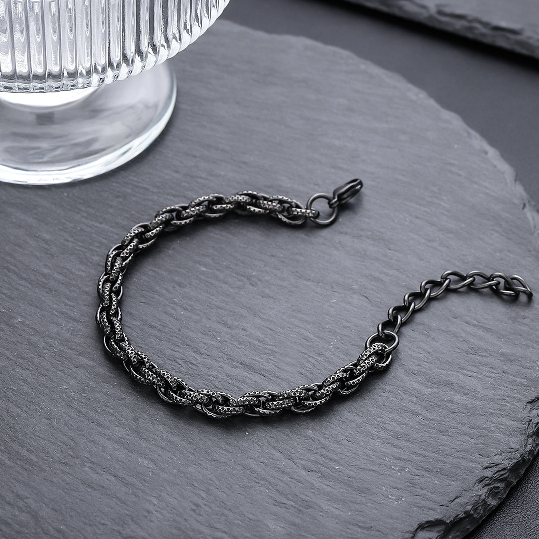 Obsidian Weave Chain Bracelet