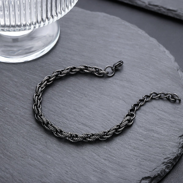 Obsidian Weave Chain Bracelet