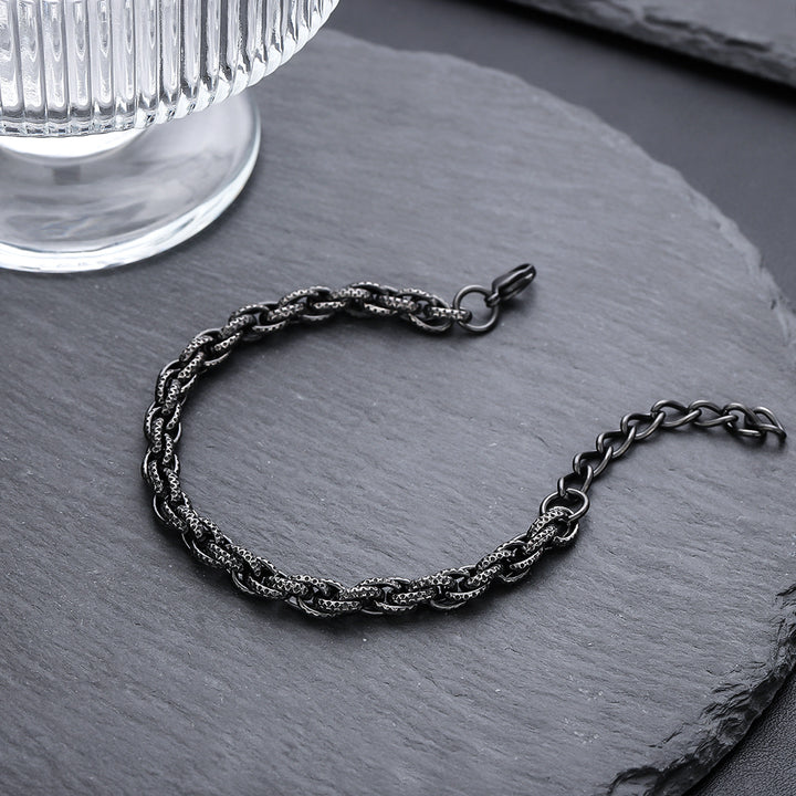 Obsidian Weave Chain Bracelet