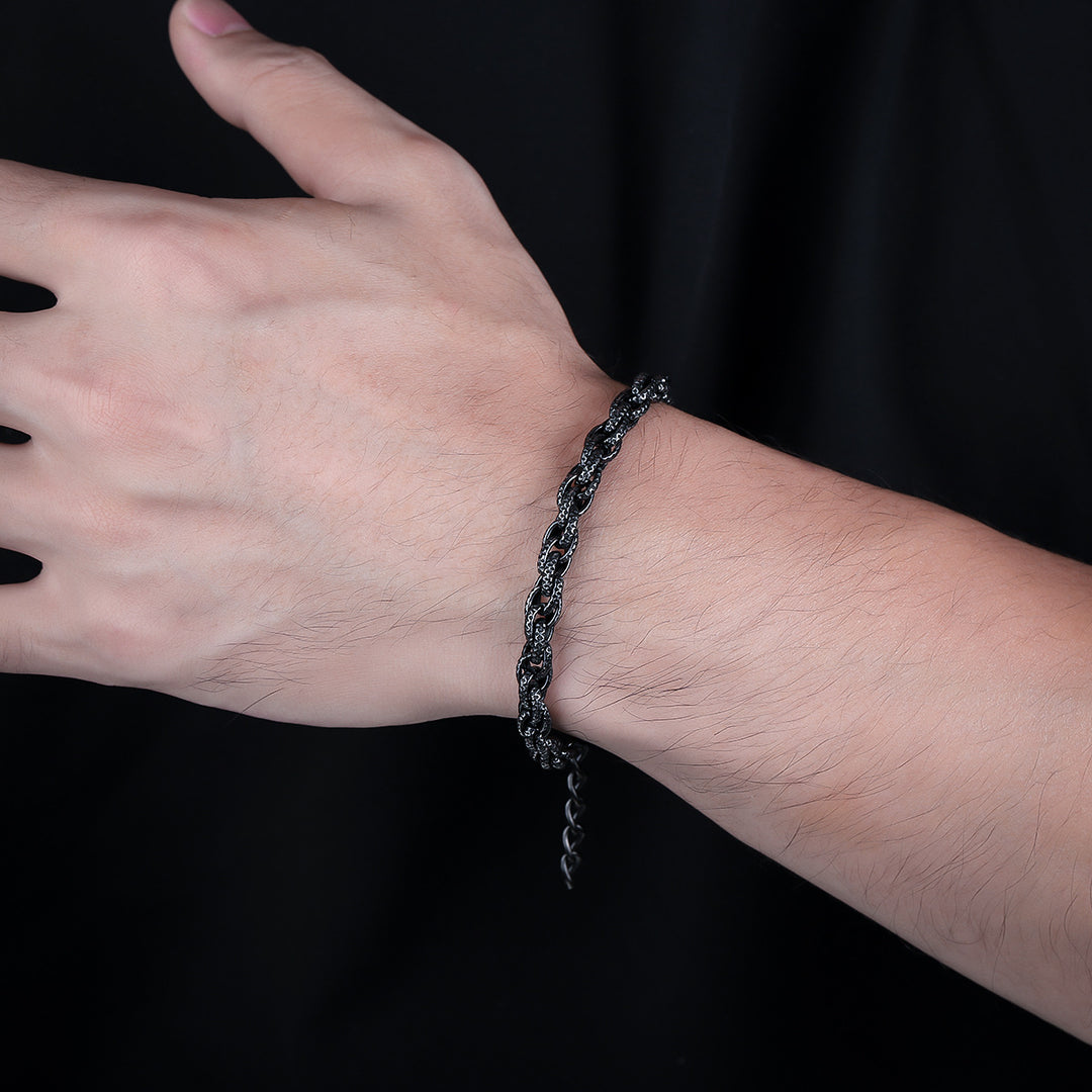 Obsidian Weave Chain Bracelet