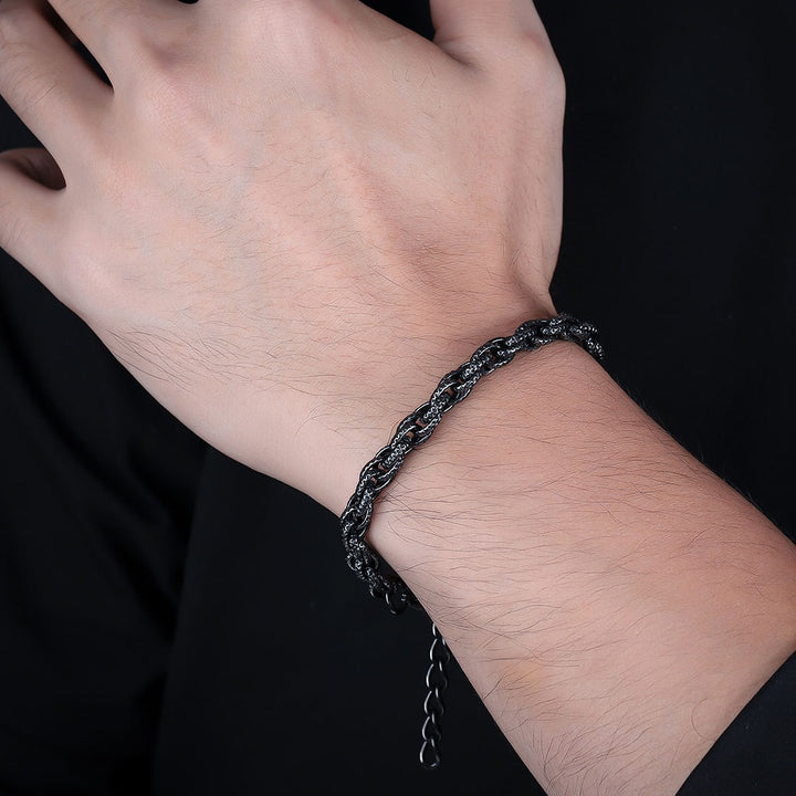 Obsidian Weave Chain Bracelet